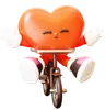 Heart Character Riding Bicycle