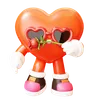 Heart Character Rose In His Mouth