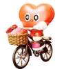 Heart Character Send Rose Bouquet By Bicycle