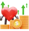 Heart Character Showing Money Graph Rising