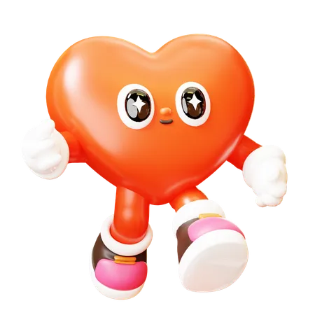 Heart Character Walking  3D Illustration
