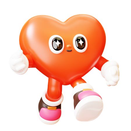 Heart Character Walking  3D Illustration