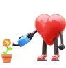 Heart Character watering dolalr plant