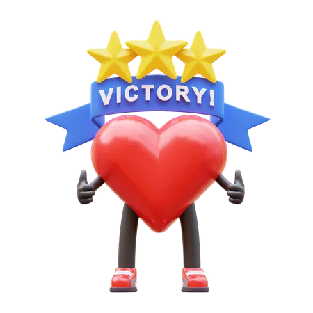 Heart Character Winner and Earn Stars  3D Icon