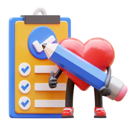Heart Character Write Job List  3D Icon