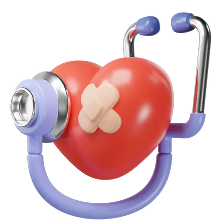 Medical Check Use Stethoscope In Heart 3D Icon