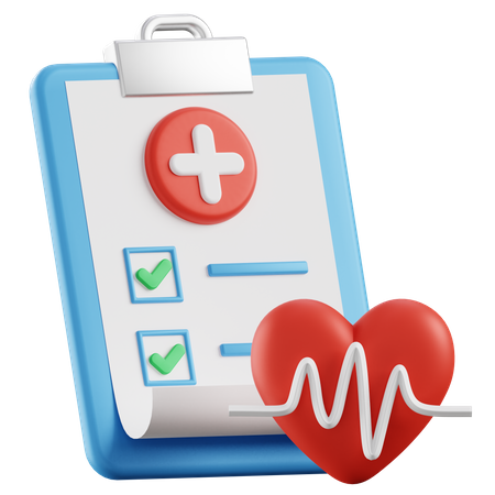 Heart Checkup Report  3D Illustration