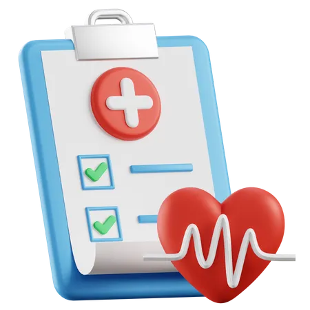 Heart Checkup Report 3D Illustration