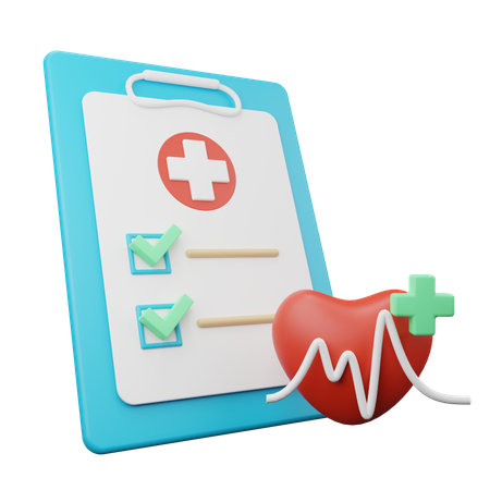 Heart Checkup Report 3D Illustration