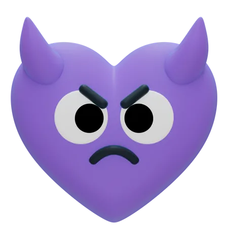 Heart evil emoji 3D Icon
