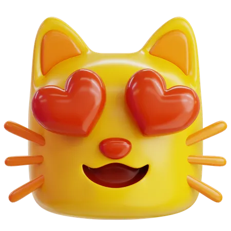 Heart Eyes Cat Emoji  3D Icon