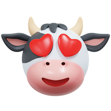 Heart Eyes Cow  3D Icon