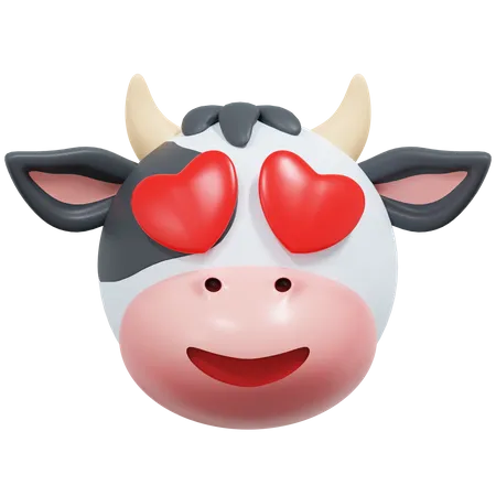 Heart Eyes Cow  3D Icon