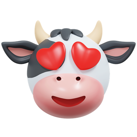 Heart Eyes Cow  3D Icon