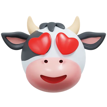 Heart Eyes Cow Emoticon 3 D Icon Illustration 3D Icon