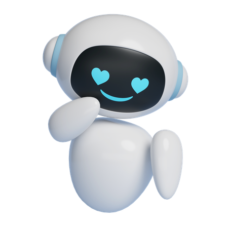 ハートの目表現ロボットキャラクター 3D グラフィックス  3D Icon