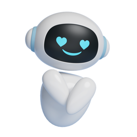 ハートの目表現ロボットキャラクター 3D グラフィックス  3D Icon