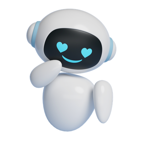 Heart Eyes Expression Robot Character 3 D Graphics  3D Icon