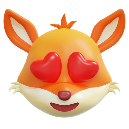 Heart Eyes Face Fox Emoticon  3D Icon