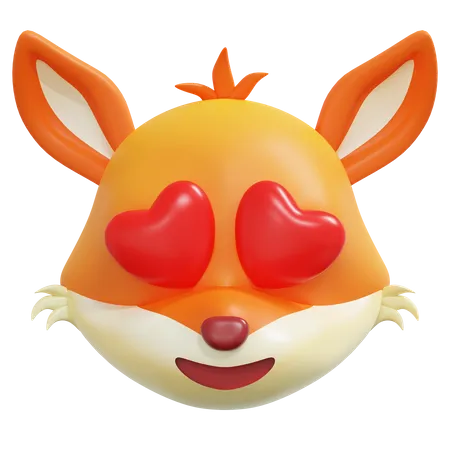 Heart Eyes Face Fox Emoticon  3D Icon