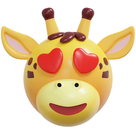 Heart Eyes Giraffe Emoticon  3D Icon