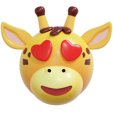 Heart Eyes Giraffe Emoticon  3D Icon