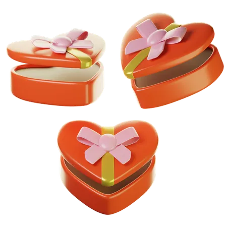 3 D Heart Shaped Gift Box Valentine On Three Points Of View 3D Icon