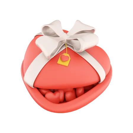 3 D Rendering Red Heart Gift Box With Small Hearts Icon 3 D Render Box Gift Icon Red Heart Gift Box 3D Icon