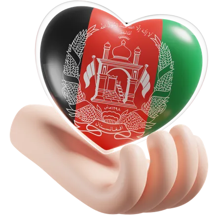 Heart Hand Care Flag Of Afghanistan  3D Icon