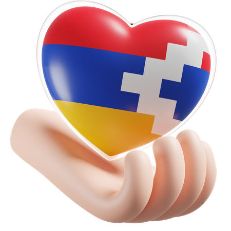 Heart Hand Care Flag Of Artsakh 3D Illustration
