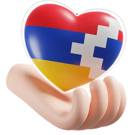 Heart Hand Care Flag Of Artsakh  3D Icon