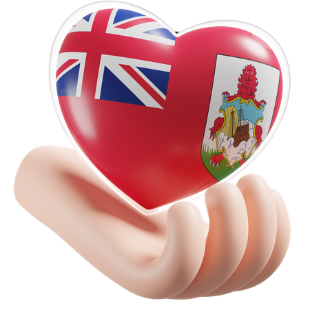 Heart Hand Care Flag Of Bermuda  3D Icon