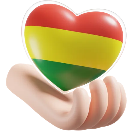 Heart Hand Care Flag Of Bolivia  3D Icon