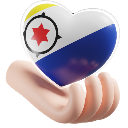 Heart Hand Care Flag Of Bonaire 3D Illustration