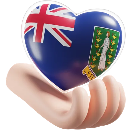Heart Hand Care Flag Of British Virgin Islands  3D Icon