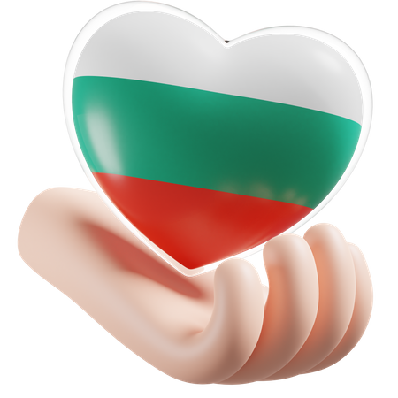 Heart Hand Care Flag Of Bulgaria 3D Illustration