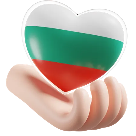 Heart Hand Care Flag Of Bulgaria 3D Icon