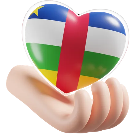 Heart Hand Care Flag Of Central African Republic  3D Icon