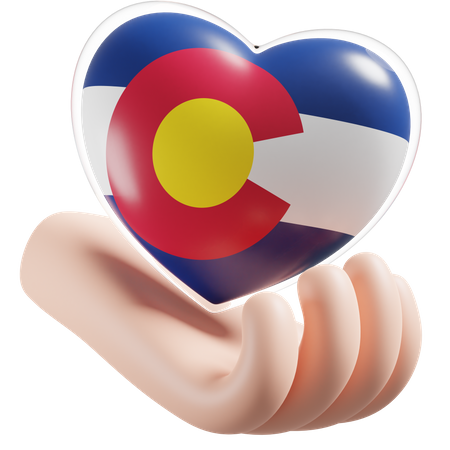 Heart Hand Care Flag Of Colorado  3D Icon