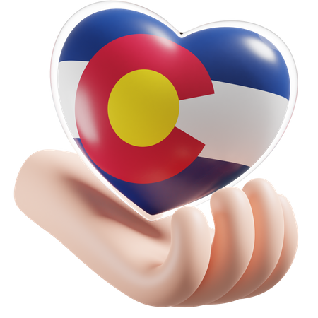 Heart Hand Care Flag Of Colorado  3D Icon