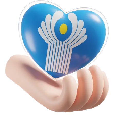 Heart Hand Care Flag Of Commonwealth of Independent States  3D Icon