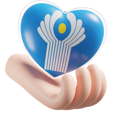 Heart Hand Care Flag Of Commonwealth of Independent States  3D Icon