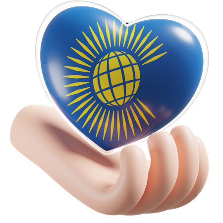 Heart Hand Care Flag Of Commonwealth of Nations 3D Illustration