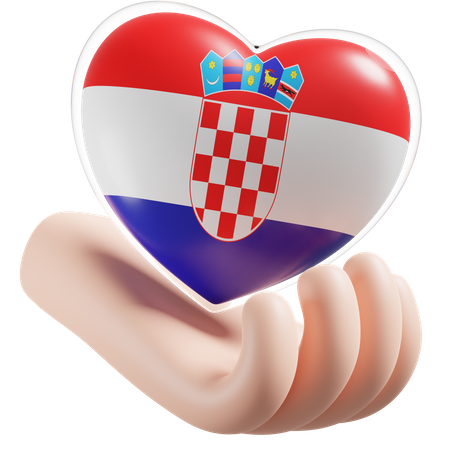 Heart Hand Care Flag Of Croatia 3D Icon