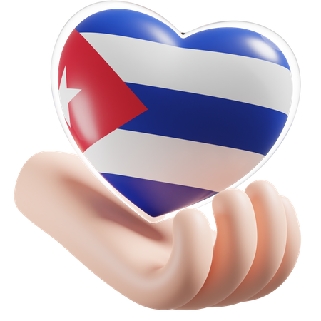 Heart Hand Care Flag Of Cuba  3D Icon