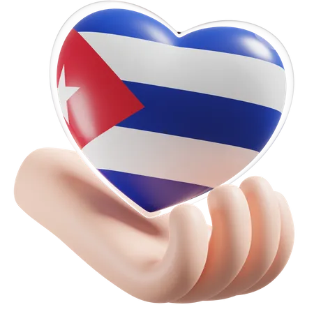 Heart Hand Care Flag Of Cuba  3D Icon