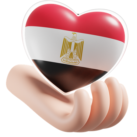 Heart Hand Care Flag Of Egypt  3D Icon