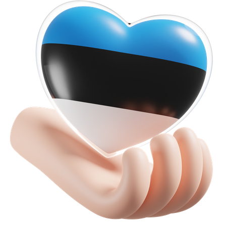 Heart Hand Care Flag Of Estonia  3D Icon