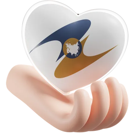 Heart Hand Care Flag Of Eurasian Economic Union  3D Icon