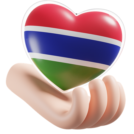 Heart Hand Care Flag Of Gambia  3D Icon